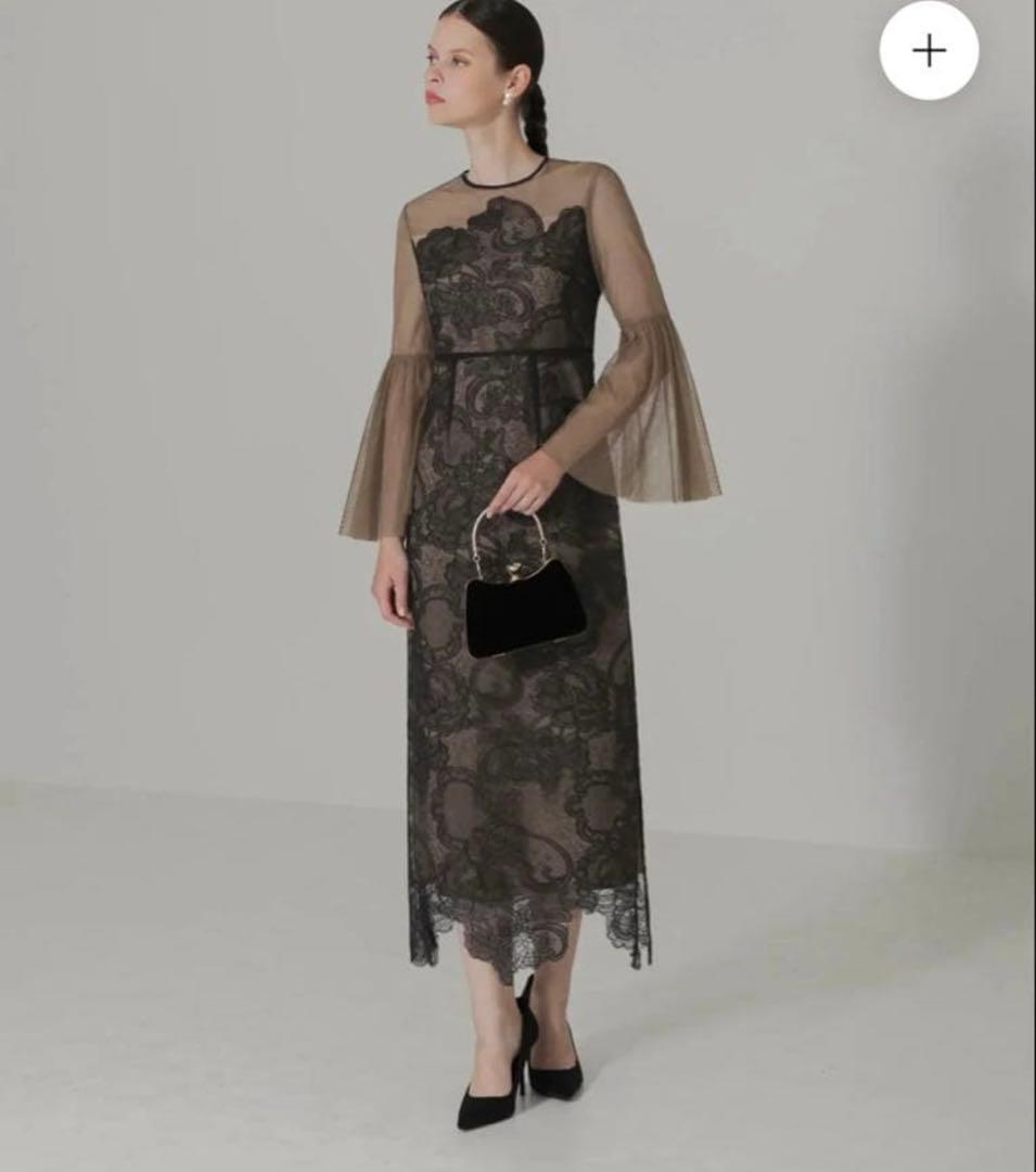 Leja シアープリーツスリーブIラインワンピースドレス オケージョン お呼ばれ