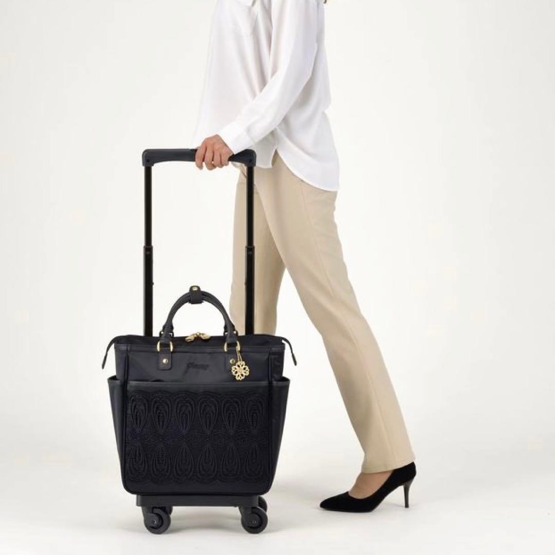 【美品】 スワニー 近沢レース店コラボ ノワール キャリーバッグ 4輪 15L