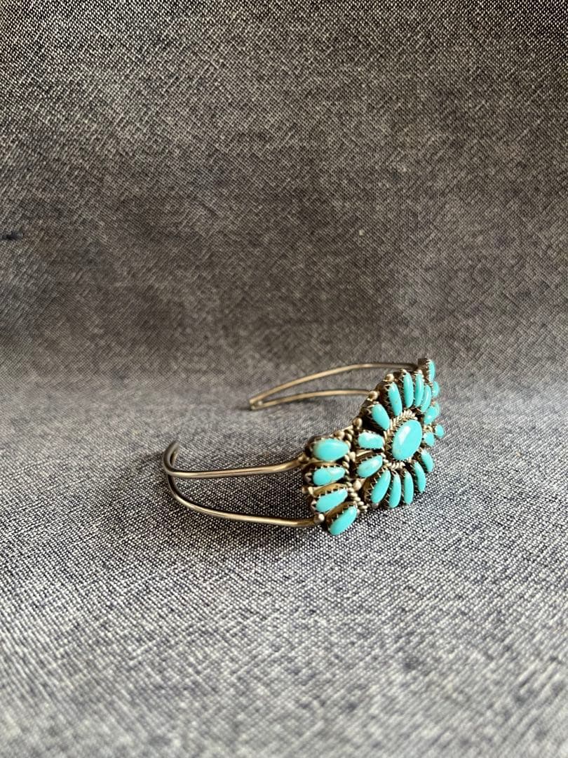 HARPOターコイズ　フラワー　バングル　インディアンジュエリー