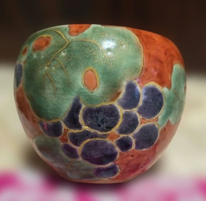 清水焼陶あん窯絵がわり玉湯のみ４客彩な花柄 湯飲みセット