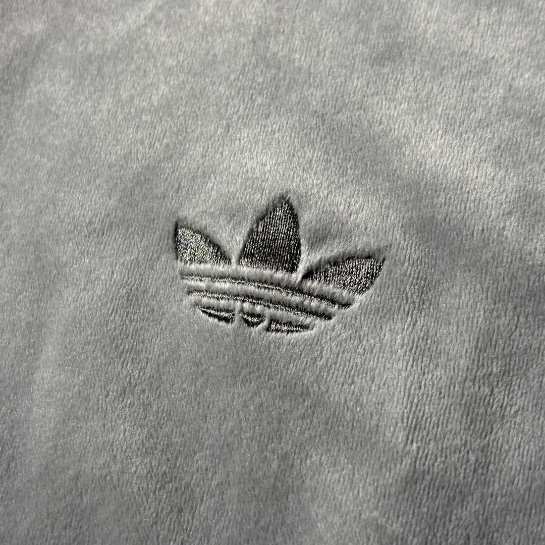 【未使用タグ付き】adidas ベロア トラックジャケット Wジップ グレー M
