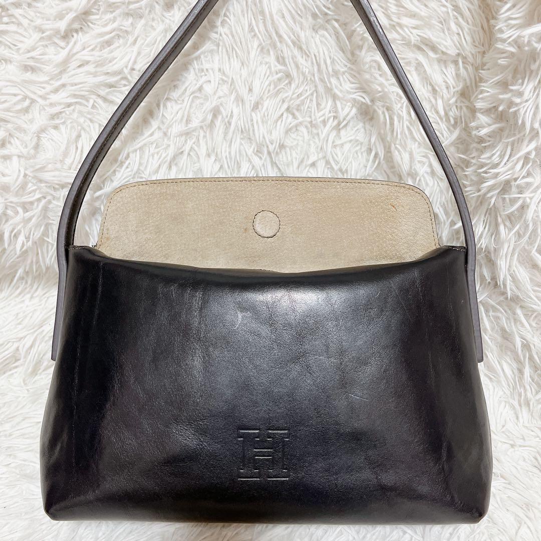 【美品】HIROFU ヒロフ ベリーナ ワンショルダーバッグ ブラック レザー