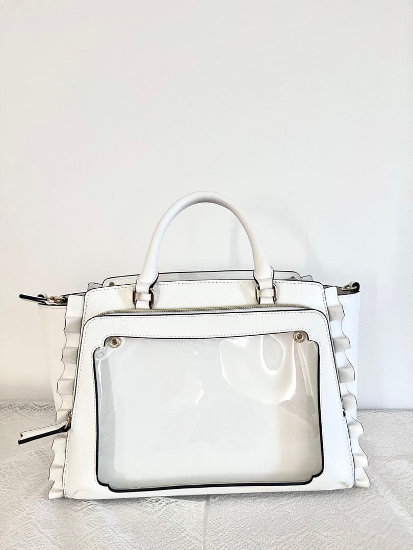 &chouette 推し事バッグ 痛バ　クリアポケット付きトートバッグ　ホワイト