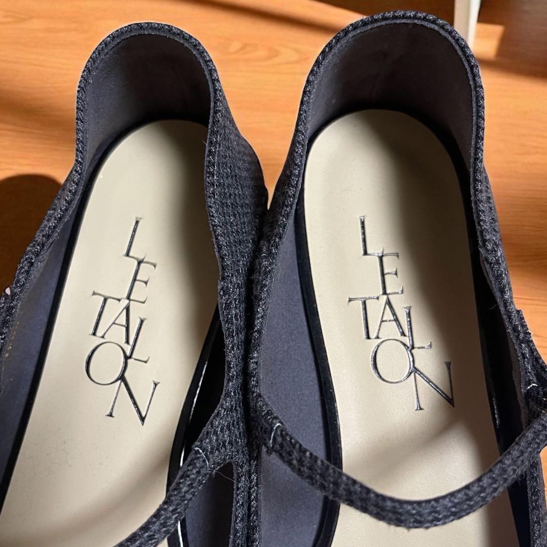 未使用 ルタロン ポインテッド ワンストラップ フラット 千鳥柄 ニット