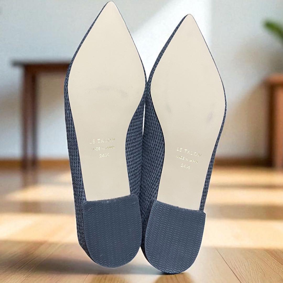 未使用 ルタロン ポインテッド ワンストラップ フラット 千鳥柄 ニット