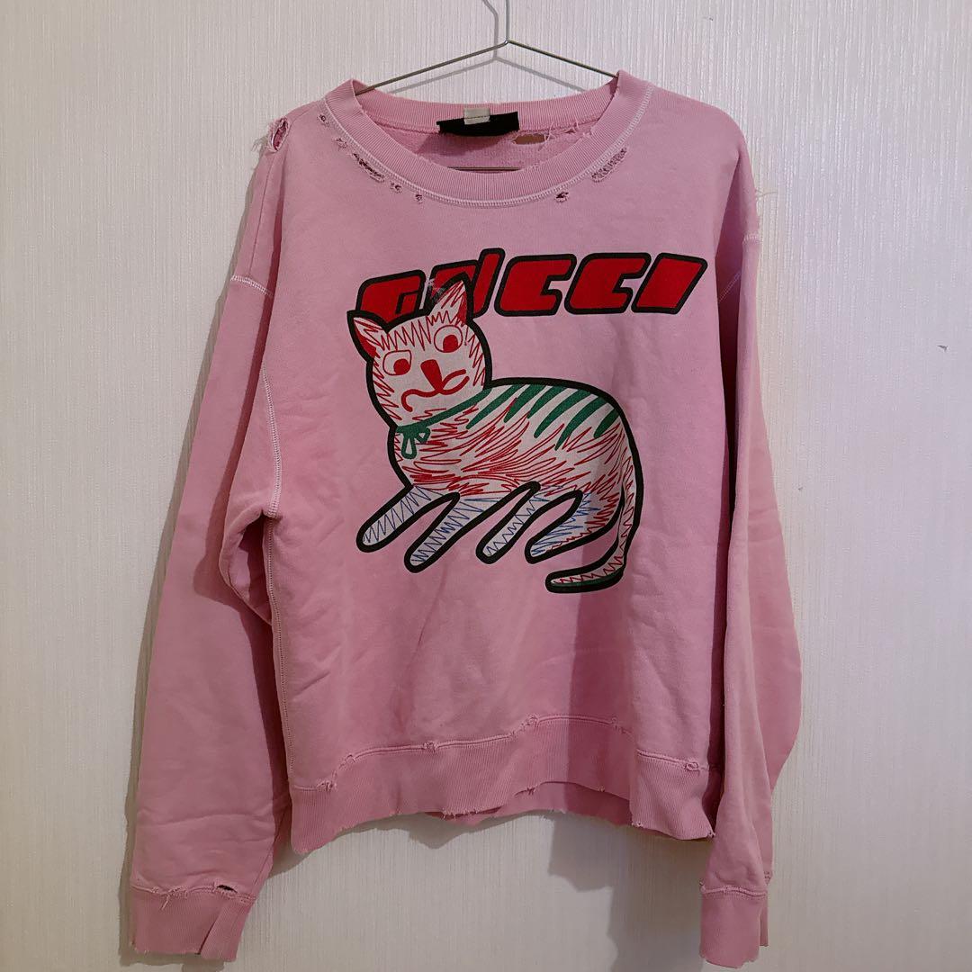 GUCCI 猫　CAT ダメージスウェット
