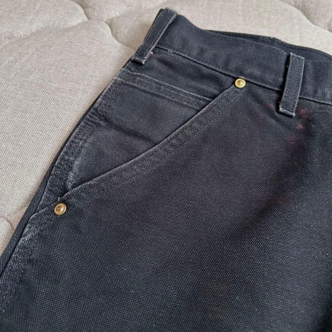 希少 USA製 Carhartt ダブルニー ブラック 34×30 フェード良