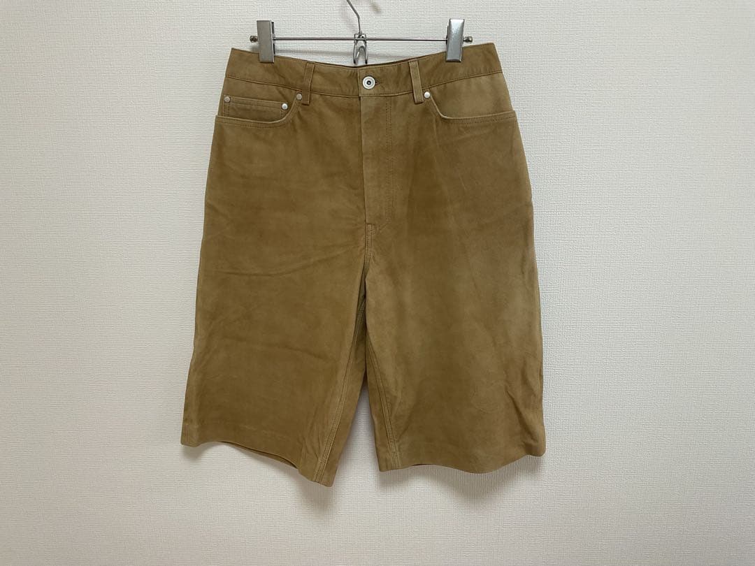 新品未使用 アンスクリア INSCRIRE 山羊革ベージュ ハーフパンツ 36