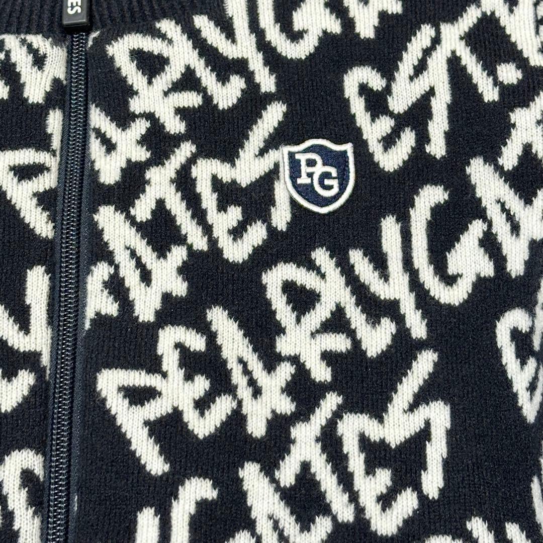 【超美品】パーリーゲイツ 落書き 蓄熱 ニットブルゾン サイズ0