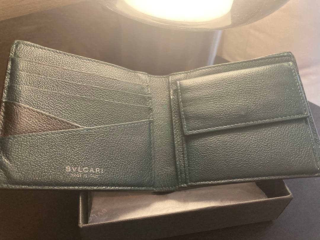 BVLGARI ブルガリ 二つ折り財布 ブラック レザー 箱付き