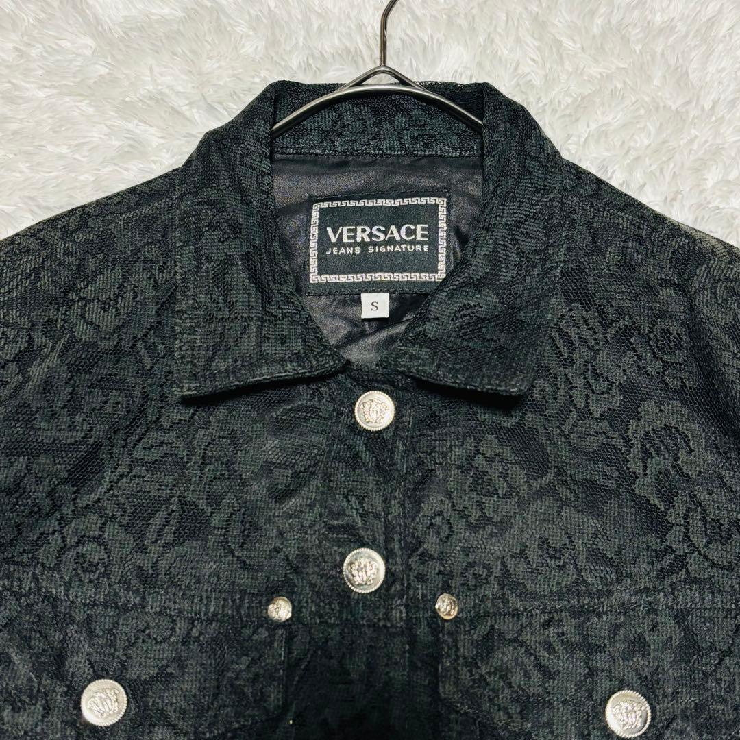 極希少 ヴェルサーチ クロップド丈 短丈 ジャケット レース メデューサ 黒
