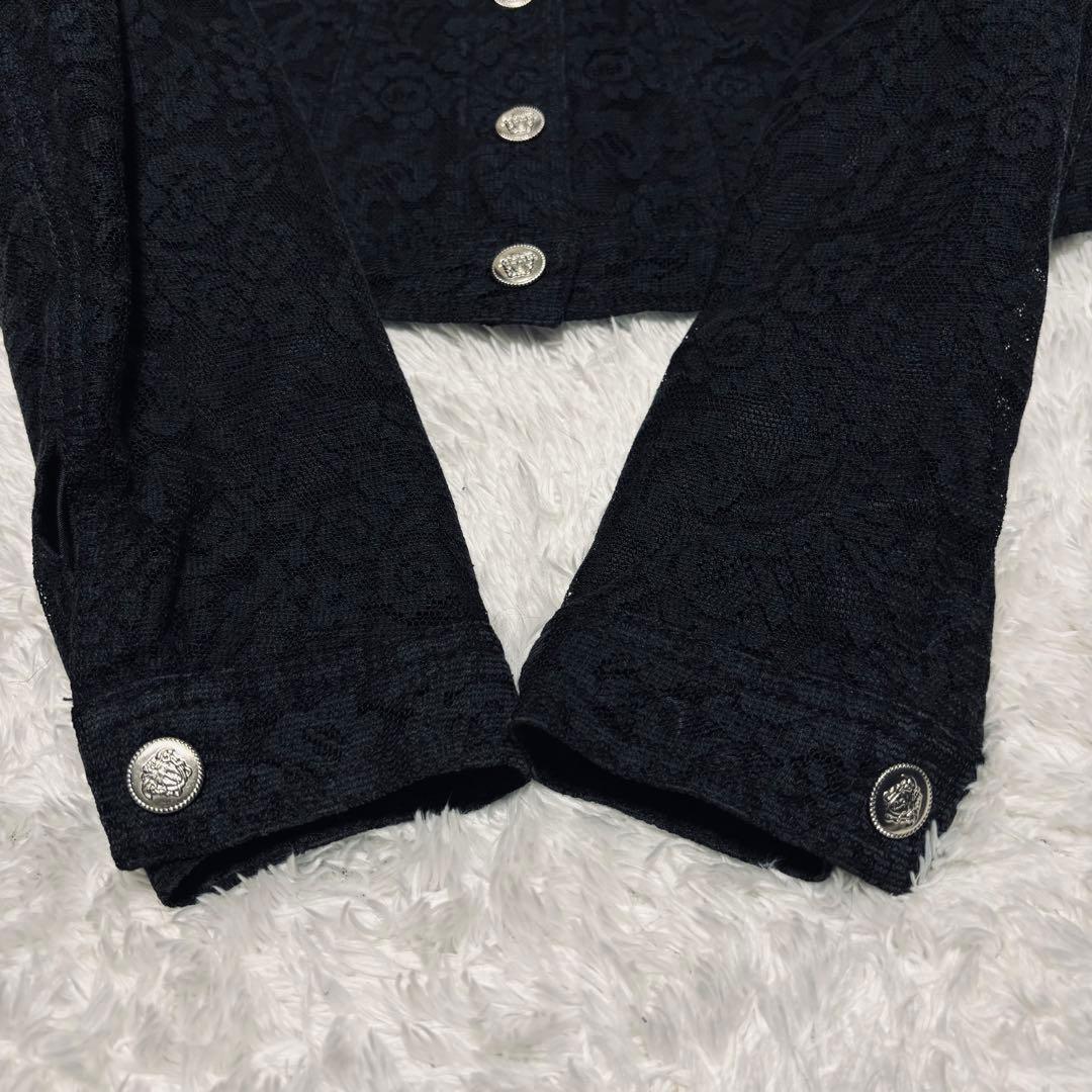極希少 ヴェルサーチ クロップド丈 短丈 ジャケット レース メデューサ 黒