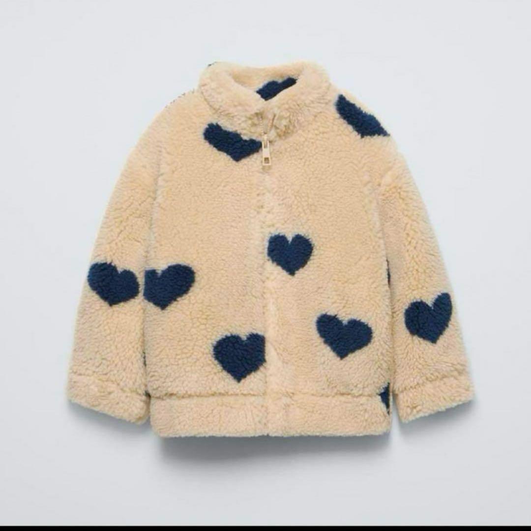 新品未使用　zarakids ハート柄　ボアジャケット 3y 98cm