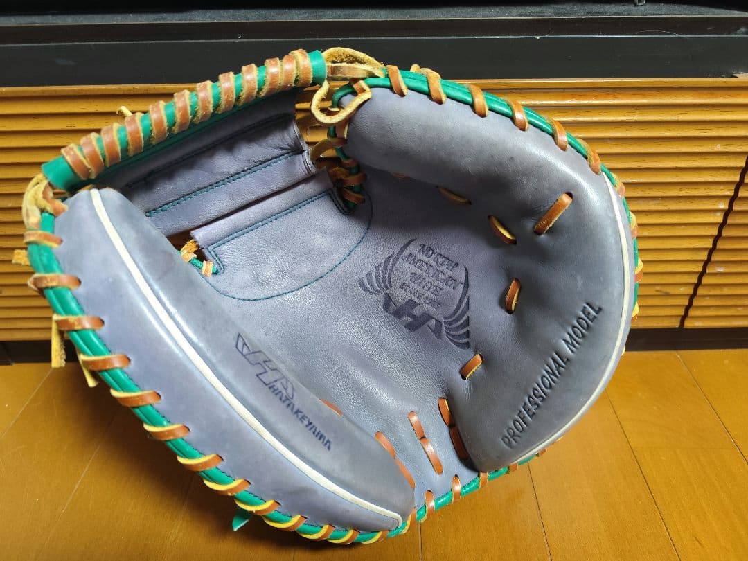 ハタケヤマ硬式キャッチャーミット緑×グレー×タン 海外限定 オーダー不可カラー！