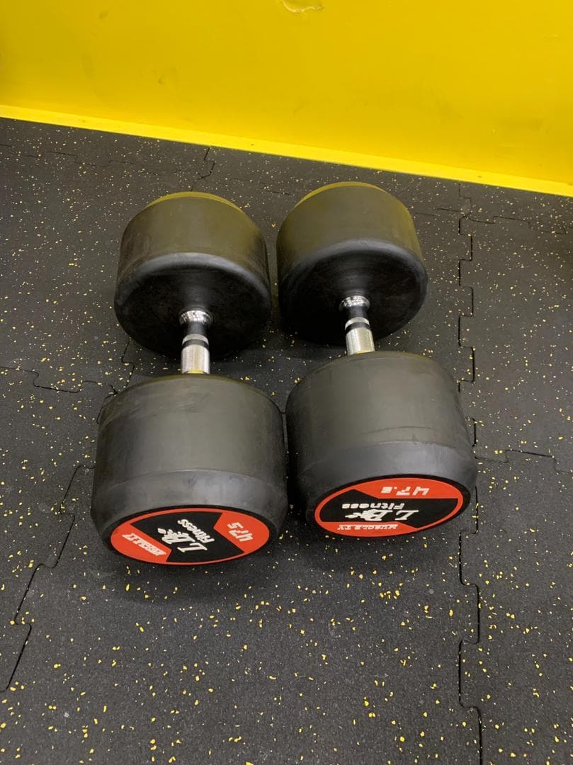 訳あり　30％割引　処分ラバーダンベル　47.5㎏　2個