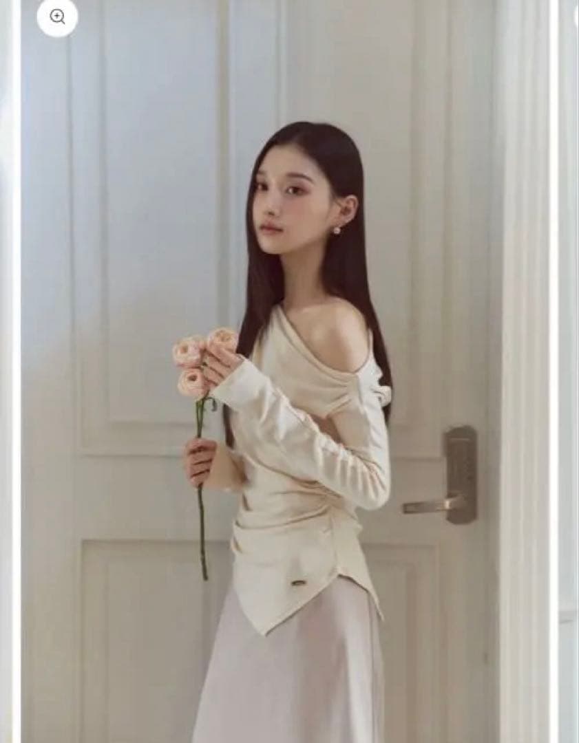 polaura アシンメトリードレープロングスリーブトップス