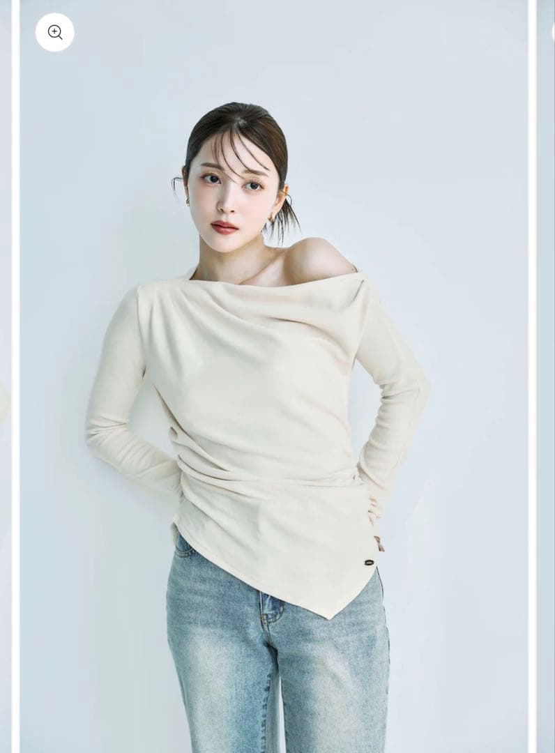 polaura アシンメトリードレープロングスリーブトップス