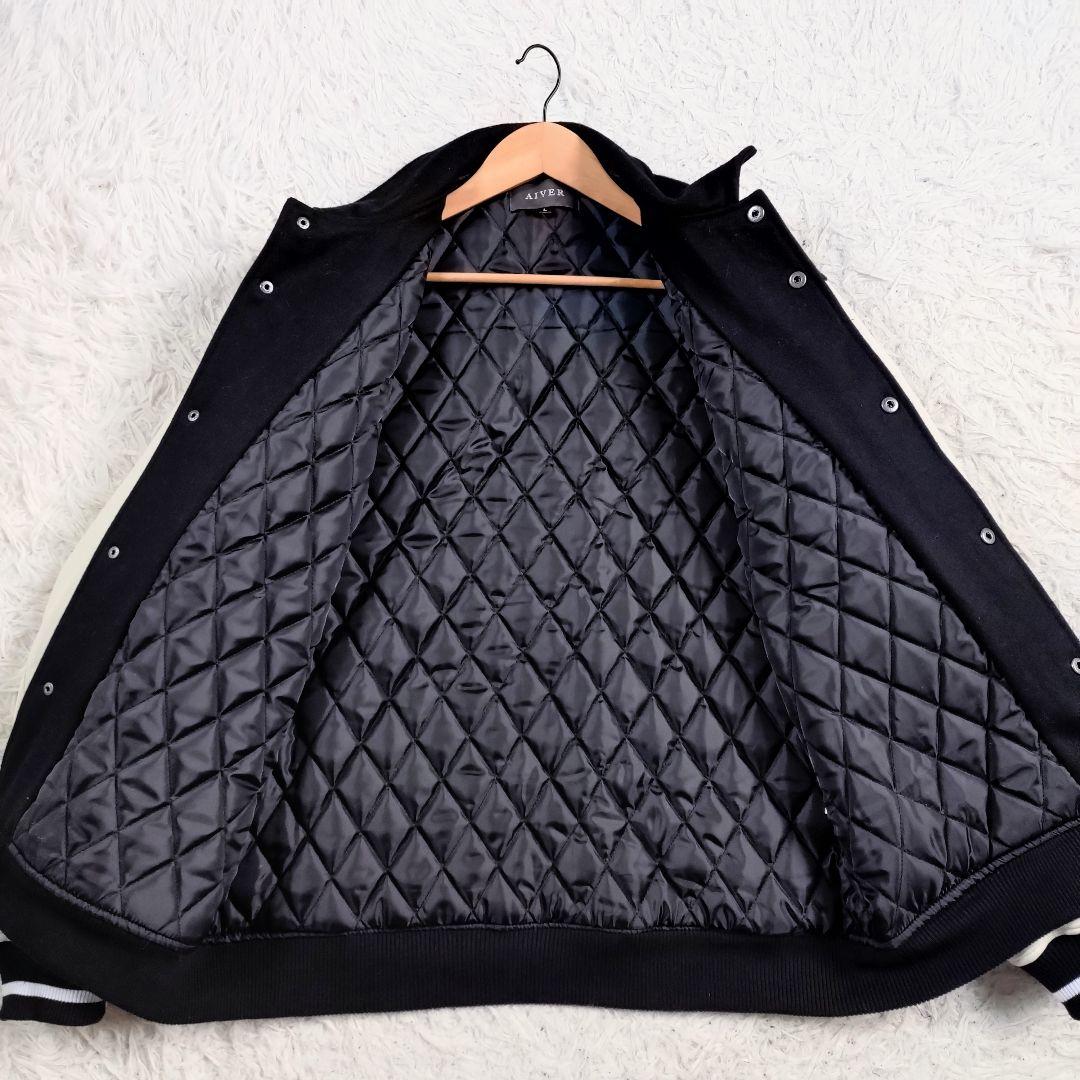 AIVER　風神雷神　スタジャン　黒白カラー　オーバーサイズ　刺繍