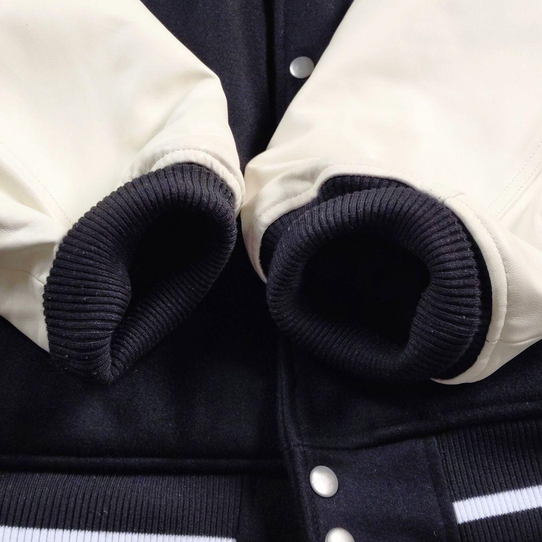 AIVER　風神雷神　スタジャン　黒白カラー　オーバーサイズ　刺繍