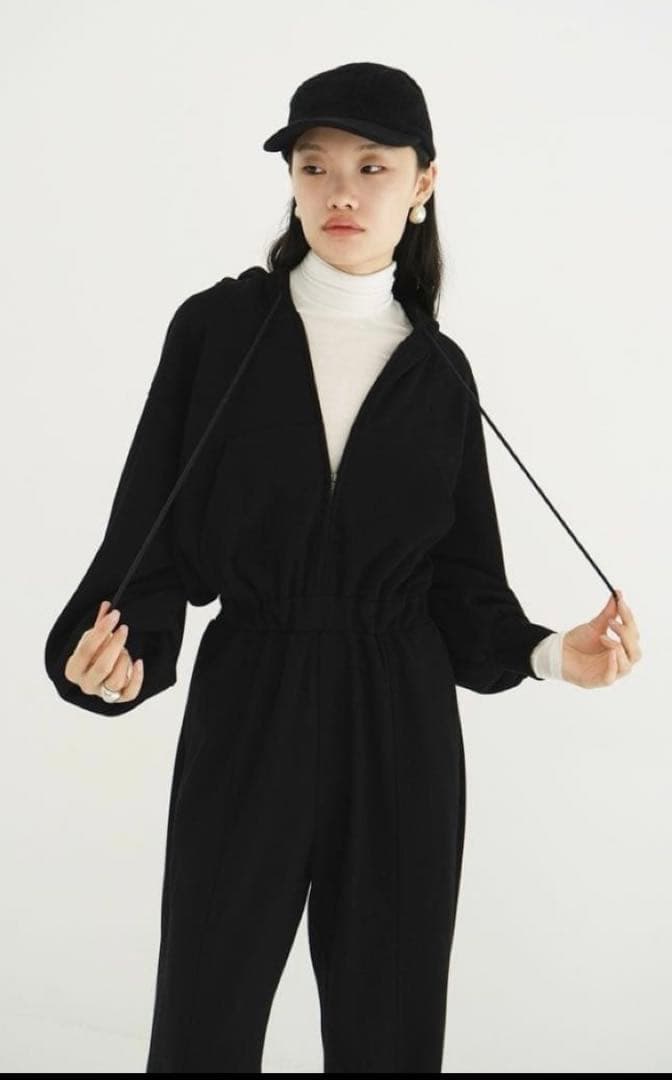 サロペット・オーバーオール・オールインワン CLANE HOODED SWEAT ALL IN ONE BLACK 01 S