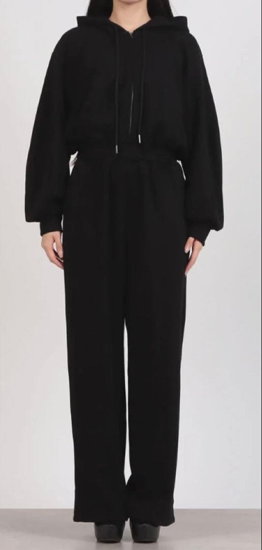 サロペット・オーバーオール・オールインワン CLANE HOODED SWEAT ALL IN ONE BLACK 01 S