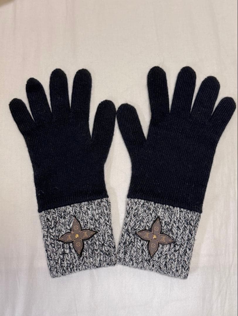 ルイヴィトン レディース 手袋 ニット モノグラム フラワー ほぼ未使用