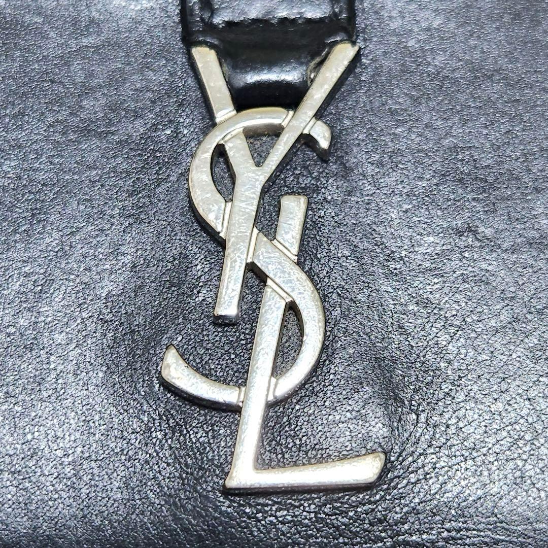 サンローラン　三つ折り　カサンドラ　ブラック　レザー　YSL シルバー金具