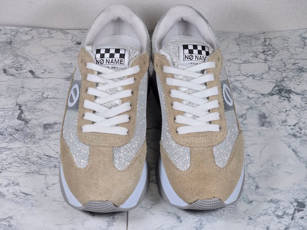 【未使用品】★NONAME★厚底スニーカー★23.0cm★シルバー×ベージュ