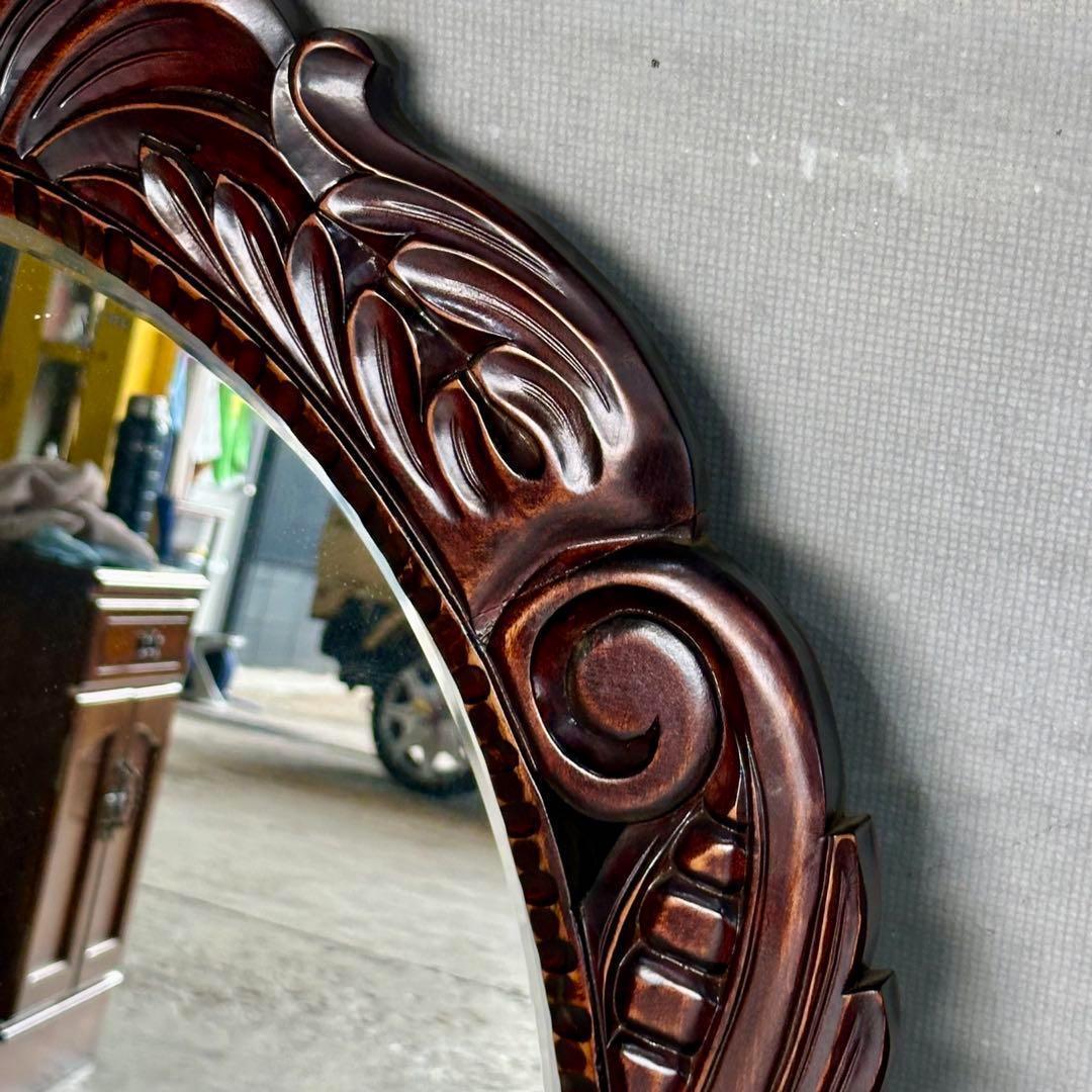 ♦︎♢アンティーク調♦︎♢バロック様式 ウッド無垢材 手彫り 大型ウォールミラー