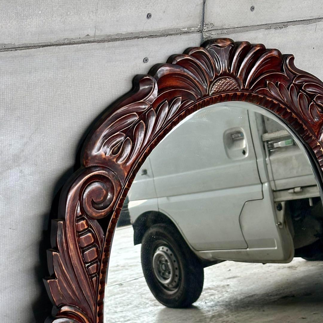 ♦︎♢アンティーク調♦︎♢バロック様式 ウッド無垢材 手彫り 大型ウォールミラー