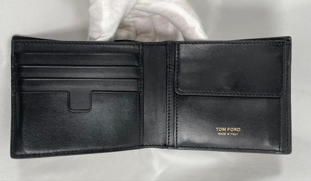 美品 TOM FORD トムフォード 二つ折り財布 クロコ型押し レザー 箱付き
