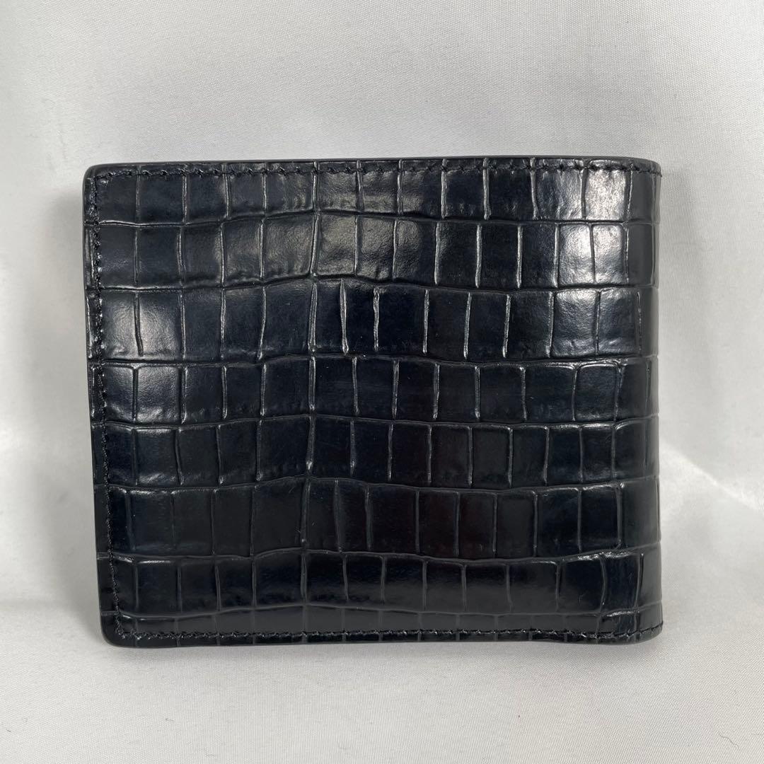 美品 TOM FORD トムフォード 二つ折り財布 クロコ型押し レザー 箱付き