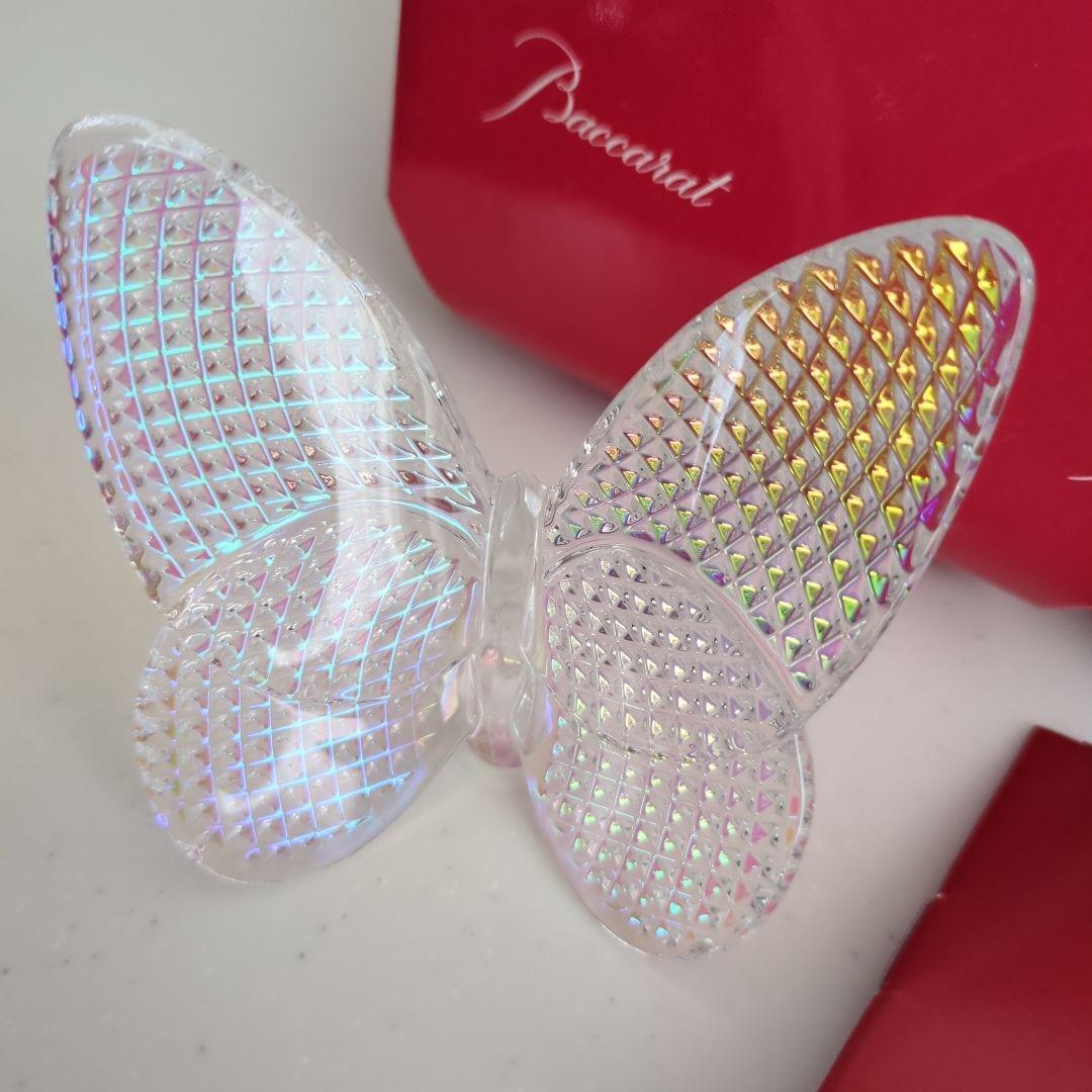 バカラ ラッキーバタフライ パピヨン 置き物 クリスタル　置き物　レインボー
