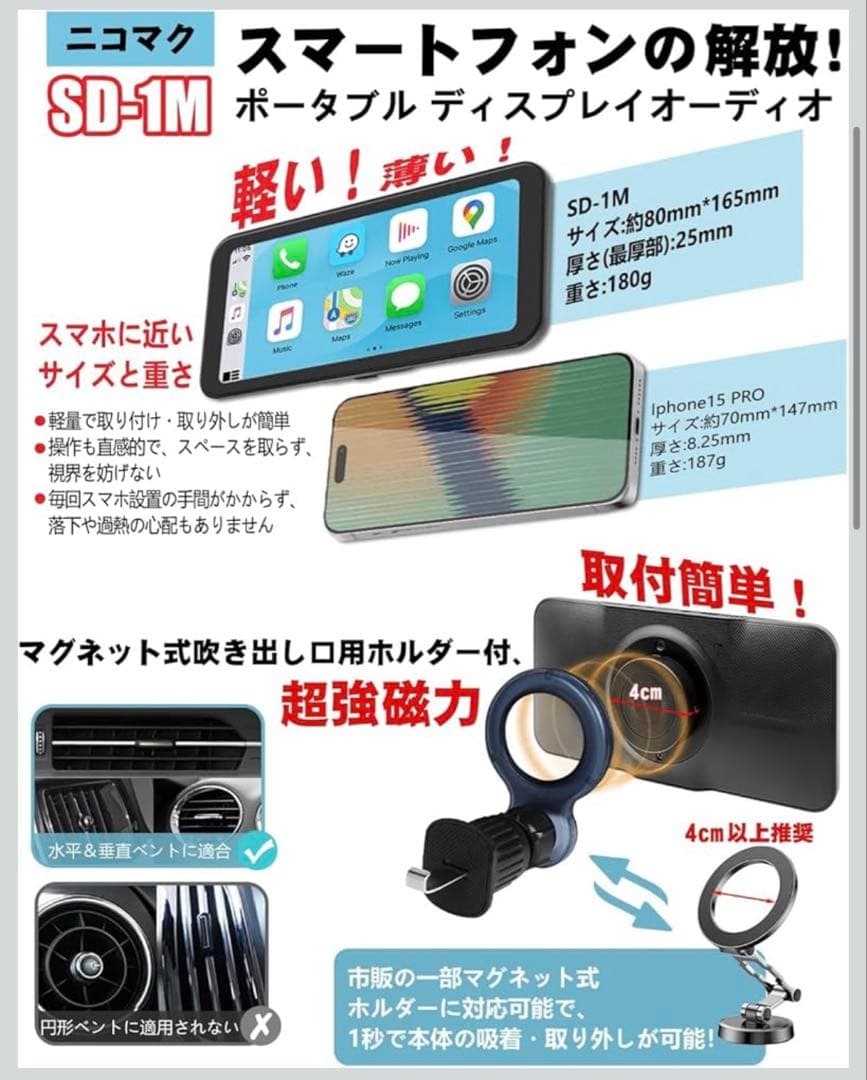 ニコマク NikoMaku ポータブル車載モニター SD-1M