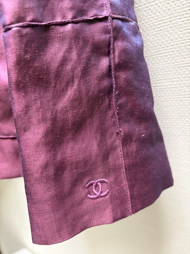 CHANEL サテン パープル ジャケット 38