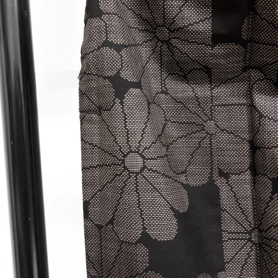 小紋　大島紬　菊花　菊尽くし　黒地　泥染　着物　075a d