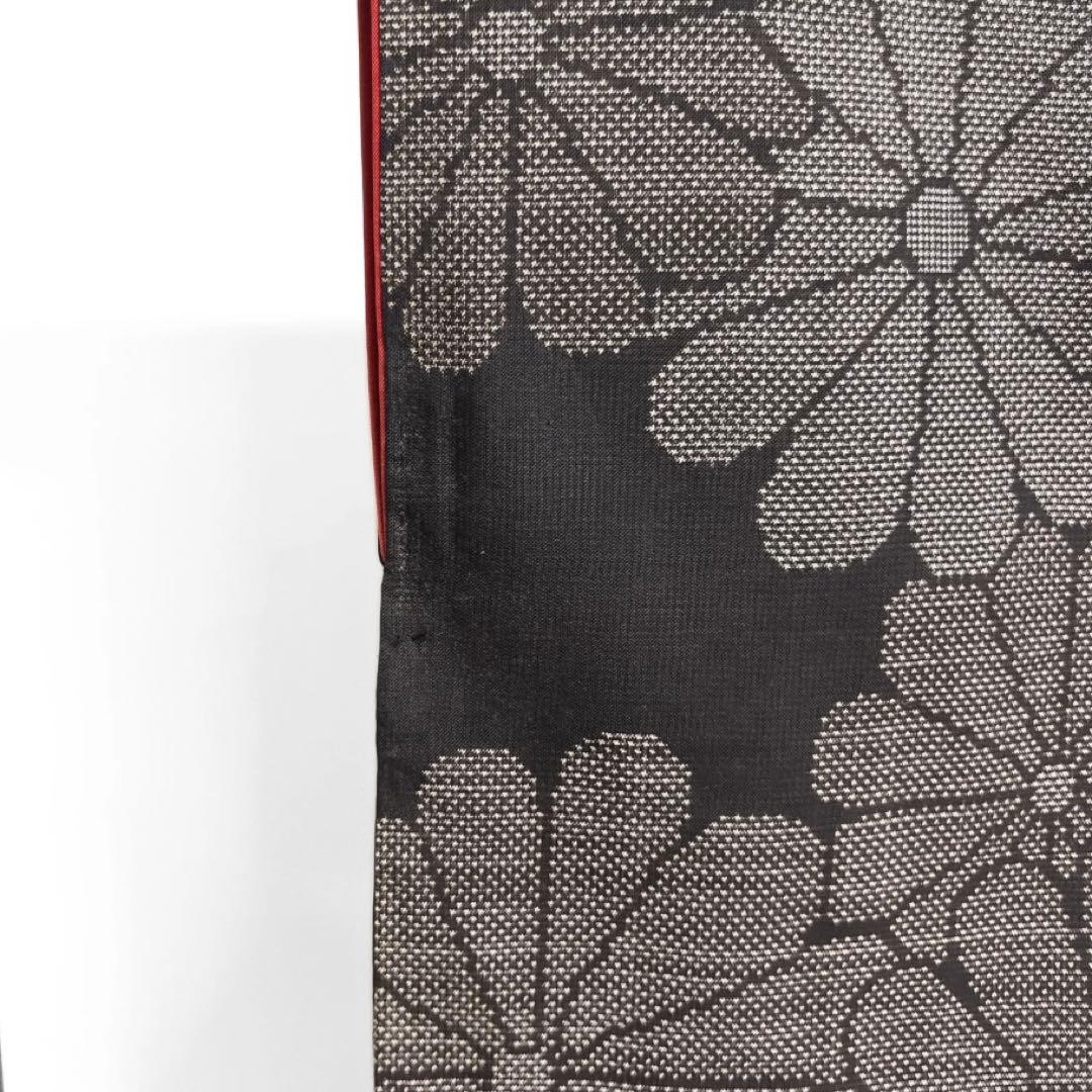 小紋　大島紬　菊花　菊尽くし　黒地　泥染　着物　075a d