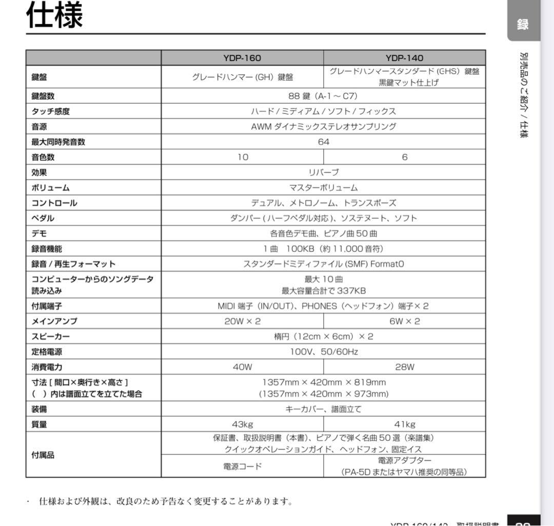 トンボ 送料込みYAMAHA ARIUS 電子ピアノ YDP-160