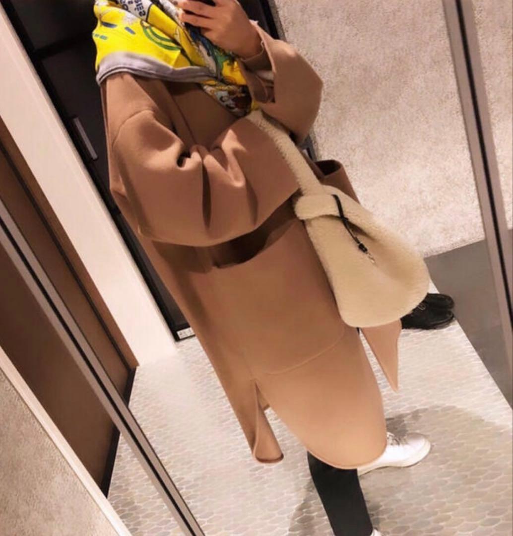 yori ウールコートベージュオーバーサイズロングコートウールリバーコート