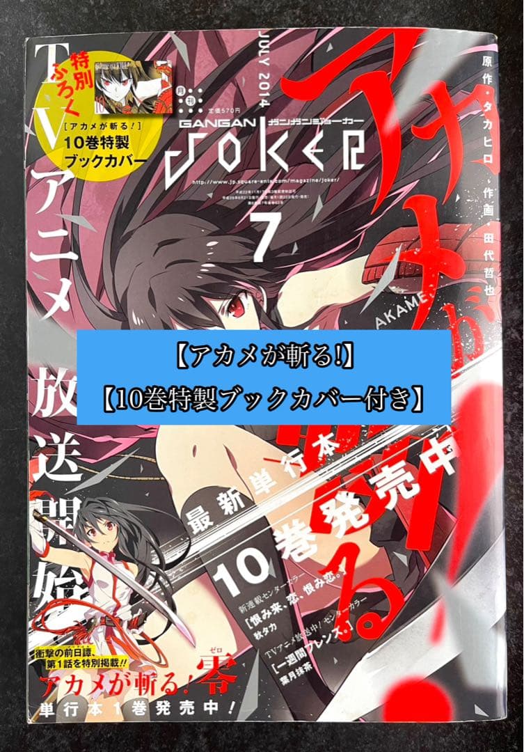 ●月刊ガンガンjoker 2014年 7月号 ●アカメが斬る! ブックカバー付き