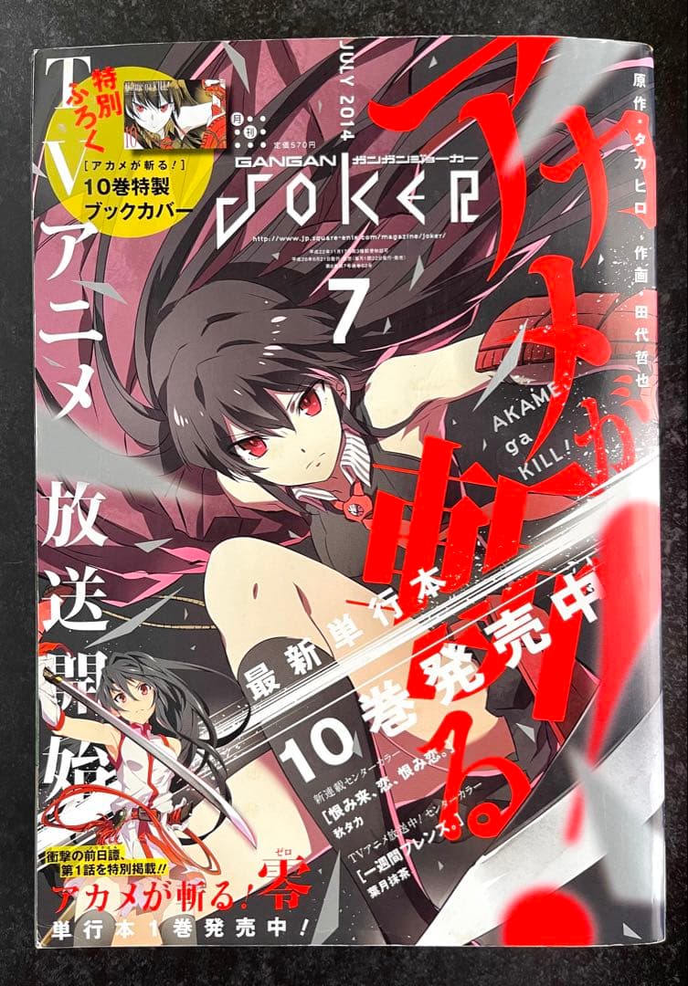 ●月刊ガンガンjoker 2014年 7月号 ●アカメが斬る! ブックカバー付き