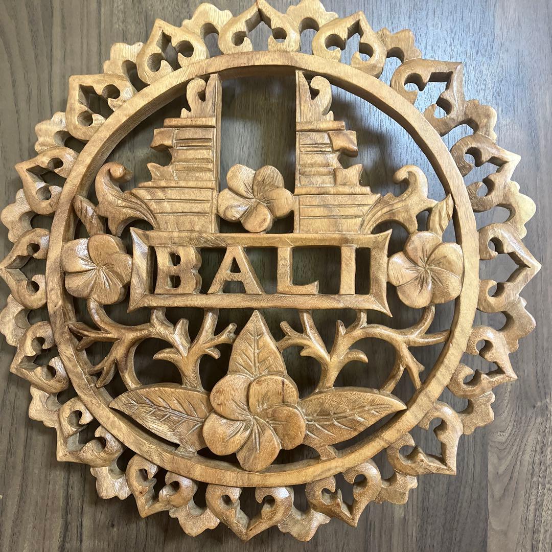 バリ島☆木彫り☆壁掛け☆レリーフ☆直径39センチ☆大きいサイズ