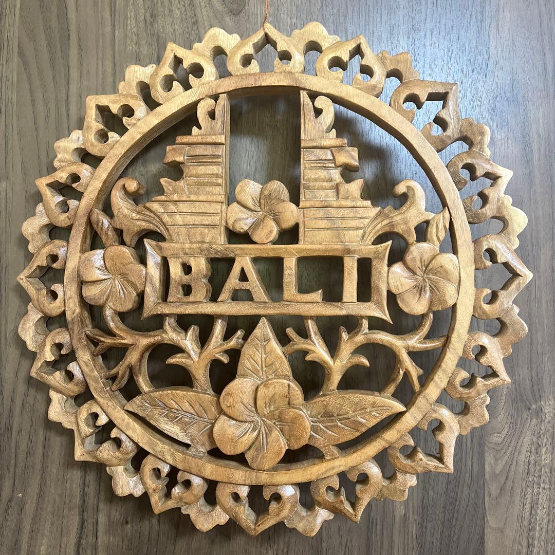 バリ島☆木彫り☆壁掛け☆レリーフ☆直径39センチ☆大きいサイズ