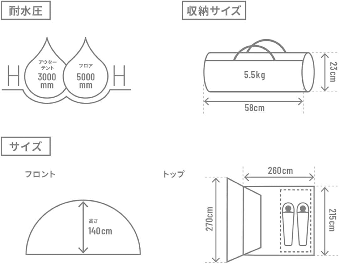 DOD ライダーズバイクインテント T2-466 ブラック(グレー)