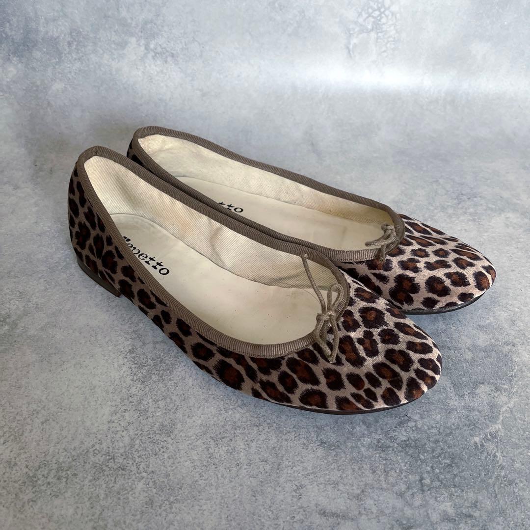 repetto レオパード柄 バレエシューズ ベルベット　39