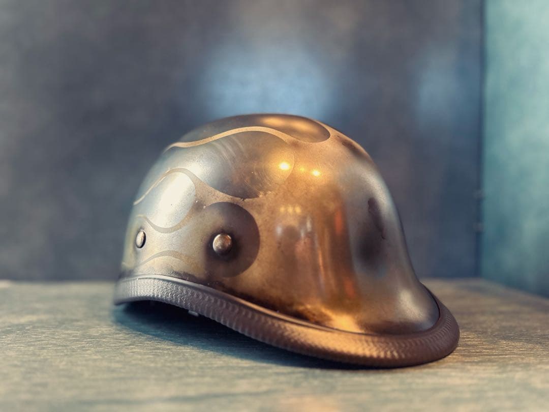 ジョッキーヘルメット　新品　メッキ　エイジング　ヴィンテージ　ハーレーチョッパー