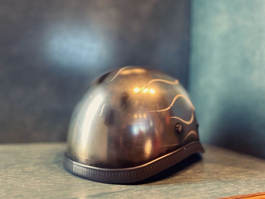 ジョッキーヘルメット　新品　メッキ　エイジング　ヴィンテージ　ハーレーチョッパー