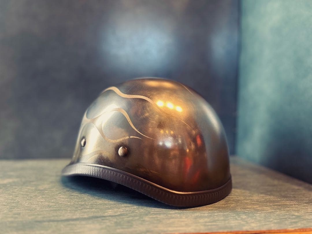 ジョッキーヘルメット　新品　メッキ　エイジング　ヴィンテージ　ハーレーチョッパー