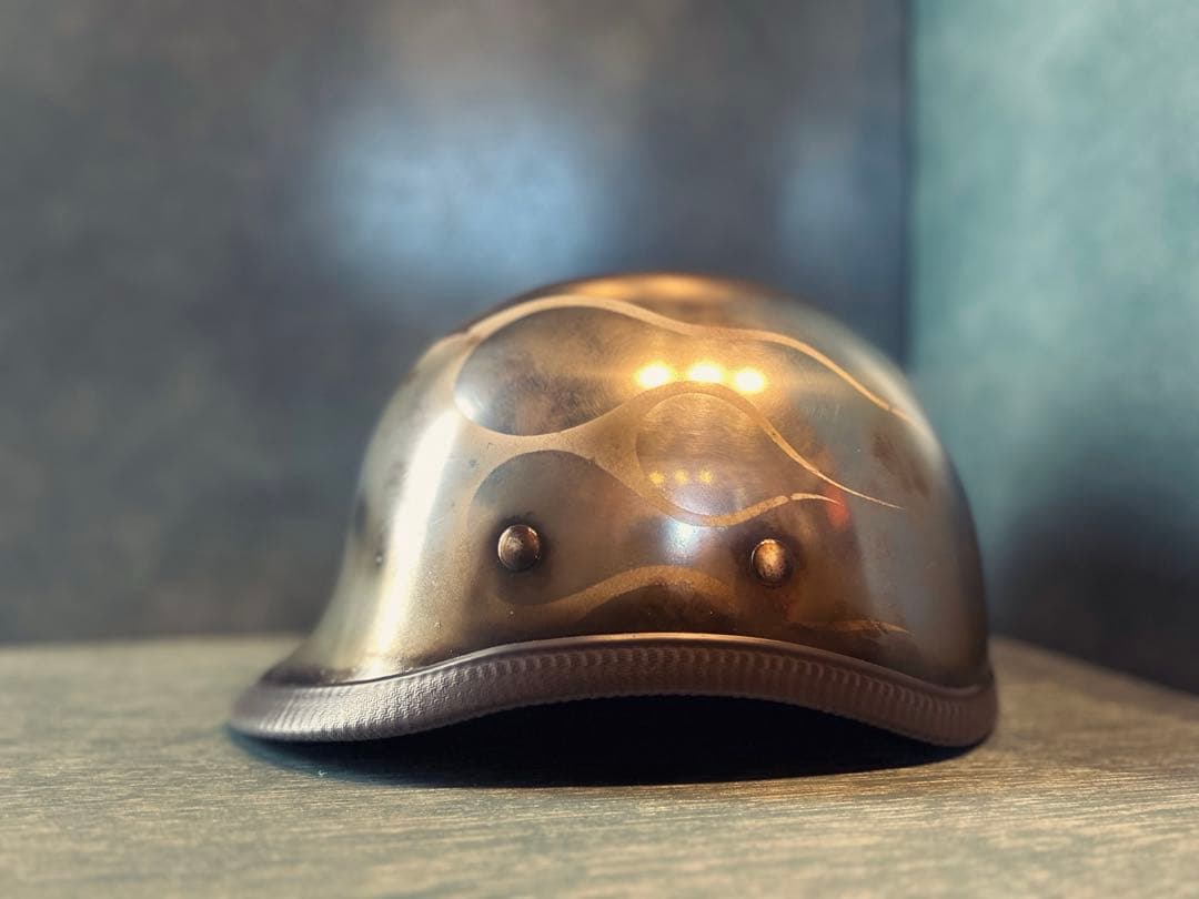 ジョッキーヘルメット　新品　メッキ　エイジング　ヴィンテージ　ハーレーチョッパー