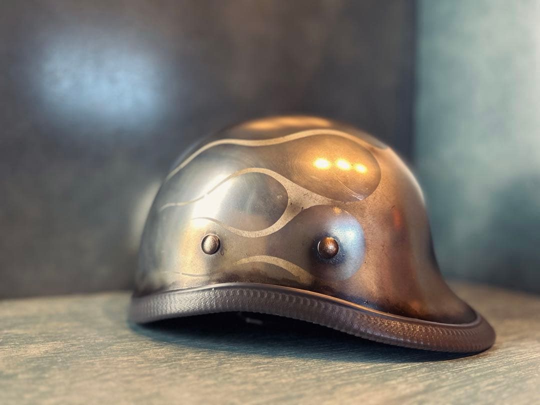 ジョッキーヘルメット　新品　メッキ　エイジング　ヴィンテージ　ハーレーチョッパー